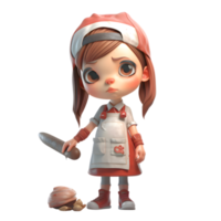 3D Butcher Cute Girl Holding a Pork Roast Great for BBQ or Grilling Themed Designs PNG Transparent Background