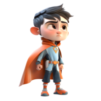 Strong 3D Boy in Heroic Costume on White Background PNG Transparent Background