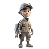 Armed and Ready 3D Render of Army Man in Uniform on White Background PNG Transparent Background