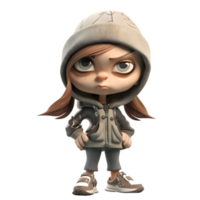 Adventurous 3D Burglar Girl Playful and Exciting Model for Games and Stories PNG Transparent Background