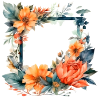 Fett gedruckt Aquarell Blumen- Rahmen mit tief lila blüht png transparent Hintergrund