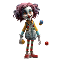 Cute and Quirky 3D Joker Girl PNG Transparent Background