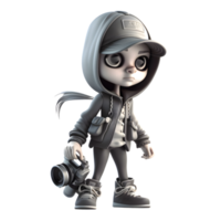 Clever 3D Burglar Girl Smart and Creative Character for Childrens Games and Apps PNG Transparent Background