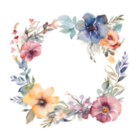 elegant Aquarell Blumen- Kranz mit zart Grün png transparent Hintergrund