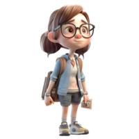 Smiling 3D character of a cute girl PNG Transparent Background