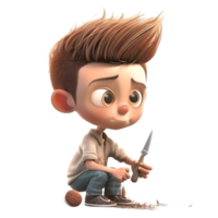 Adorable 3d Boy Holding Teddy Bear PNG Transparent Background