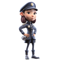 Cute 3D Police Officer with Hat PNG Transparent Background