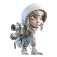 Charming 3D Burglar Girl Delightful and Fun Character for Childrens Entertainment PNG Transparent Background