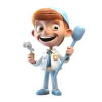 Motivated 3D Dentist with Dental Floss Suitable for Dental Product or Service Designs PNG Transparent Background