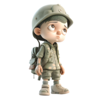 Serving with Honor 3D Render of Army Man in Uniform on White Background PNG Transparent Background