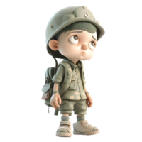 portion avec honneur 3d rendre de armée homme dans uniforme sur blanc Contexte png transparent Contexte