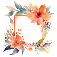 Aquarell Blumen- Rahmen mit erröten Rosa und Pfirsich Blumen. perfekt zum Braut- Dusche Einladungen. png transparent Hintergrund