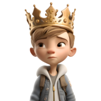 Majestic 3D Boy King Perfect for Hero or Warrior Themed Concepts PNG Transparent Background