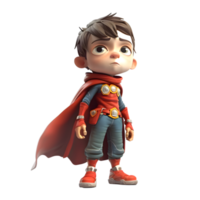 3D Boy in Bold Superhero Costume on White Background PNG Transparent Background