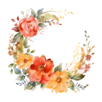 kleurrijk waterverf bloemen grens met bloeiend bloemen en bladeren. perfect voor verjaardag uitnodigingen. PNG transparant achtergrond