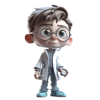 Serious 3D Doctor with MRI Scan Ideal for Radiology or Imaging Related Projects PNG Transparent Background