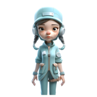 Adorable 3D character of a happy girl PNG Transparent Background