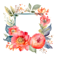 na moda Páscoa floral quadrado quadro, Armação modelos para social meios de comunicação Postagens, Móvel aplicativos, e rede Projeto. peônias, rosas, e vegetação dentro suave pastel cores. png transparente fundo