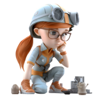 Energetic and Dynamic 3D Engineer Women Active and Vigorous Characters for Energy Industry Advertising PNG Transparent Background