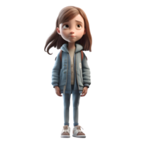 Pencil in Hand 3D Cute Girl Student PNG Transparent Background