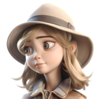 délicieux 3d fille avec une joyeux expression png transparent Contexte