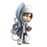 Sneaky 3D Burglar Girl Lovable and Engaging Character for Kids Games and Stories PNG Transparent Background