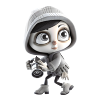 Dynamic 3D Burglar Girl Animated and Expressive Character for Cartoons and Videos PNG Transparent Background