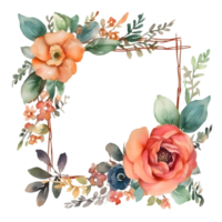 Fett gedruckt Aquarell Blumen- Rahmen mit tief lila blüht png transparent Hintergrund