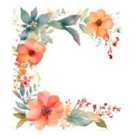 rustiek bloemen kader met wilde bloemen en groen PNG transparant achtergrond