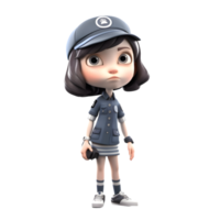 3D Cartoon Police Girl Character PNG Transparent Background