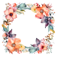 Elegant watercolor floral wreath with delicate greenery PNG Transparent Background