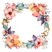 elegant vattenfärg blommig krans med delikat grönska png transparent bakgrund