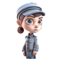 leende 3d polis officer kvinna png transparent bakgrund