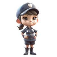 3D Police Woman with Badge PNG Transparent Background