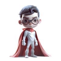 Fearless 3D Boy in Dynamic Superhero Outfit on White Background PNG Transparent Background
