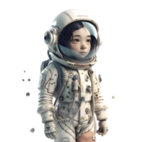 Lost in Space 3D Cute Girl in Astronaut Costume PNG Transparent Background