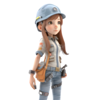 Cute and Creative 3D Engineer Women Imaginative and Inventive Characters for Robotics and AI Industry Promotions PNG Transparent Background