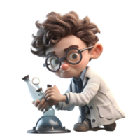 3D scientist man conducting experiments in laboratory setting PNG Transparent Background