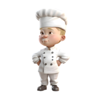 Professional 3D Chef with Hat and Apron Suitable for Cooking or Hospitality Projects PNG Transparent Background