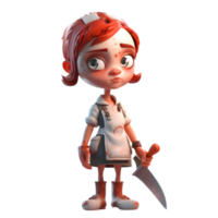 3D Butcher Cute Girl with Beef Cuts Chart Perfect for Educational or Instructional Materials PNG Transparent Background