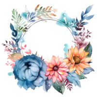 bunt Blumen- Rand mit Frühling Blumen und blüht. botanisch im Aquarell. png transparent Hintergrund