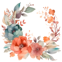 botanisch met bloemen kader en vlinders. voorjaar en zomer ontwerp. PNG transparant achtergrond