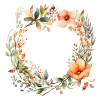 Hand Drawn Floral Background with Greenery and Wildflowers. Perfect for Nature-Themed Designs. PNG Transparent Background