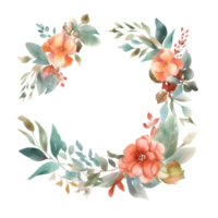 bunt Aquarell Blumen- Rahmen mit Blühen Blumen und Blätter. perfekt zum Hochzeit Einladungen. png transparent Hintergrund