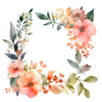 elegant Einladung mit Aquarell Blumen- Rahmen und Kalligraphie Text. png transparent Hintergrund