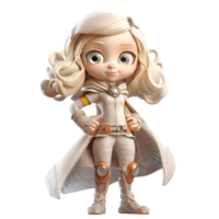 The cutest crimefighter 3D Cute Girl in a superhero costume PNG Transparent Background