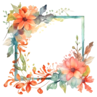 Hand Painted Floral Border with Blush Pink and Peach Flowers. Romantic and Dreamy Design. PNG Transparent Background