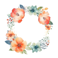 Botanical with Watercolor Floral Frame and Feathers. Perfect for Bohemian Designs. PNG Transparent Background