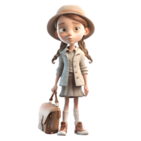 Learning the Ropes Cute 3D Girl Student PNG Transparent Background