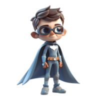 3D Boy in Awesome Superhero Costume on White Background PNG Transparent Background
